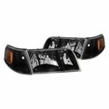 Whole-In-One Xtune Crystal Headlights with Corner Lights Set for 1998-2011 Crown Victoria, Black WH3896791